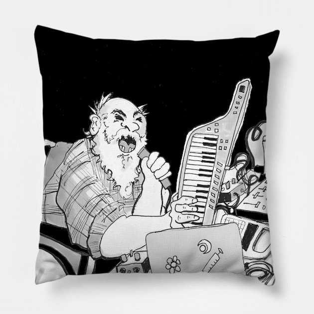 Keytar Geezer Pillow by Frogkingart