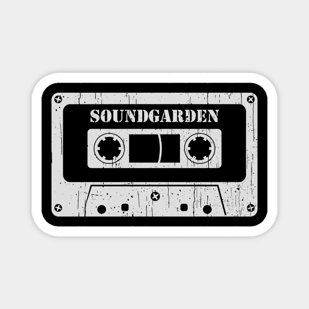 Soundgarden - Vintage Cassette White Magnet by FeelgoodShirt
