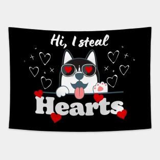 Lovely Husky steal hearts Tapestry