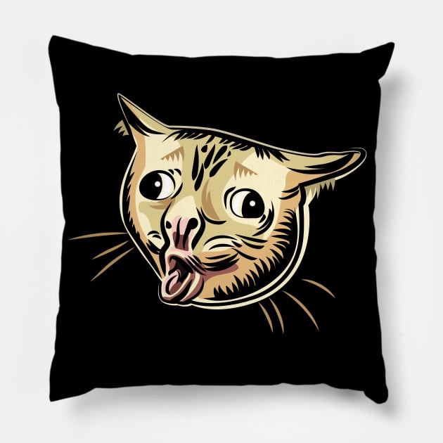 Coughing Cat Meme Pillow by okpinsArtDesign