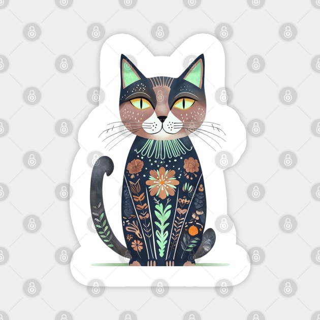 Boho Cat: Free-Spirited Feline Magnet by Steve