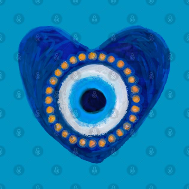 Evil Eye - Protection Rustic Heart Talisman Painting by Kraken Sky X TEEPUBLIC