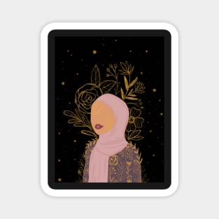 Floral galaxy hijabi muslima 3 Magnet