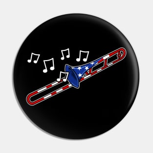 4th July Trombone USA Flag Trombonist Pin