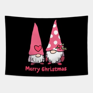 Merry Christmas a cute son and father gnomes Tapestry