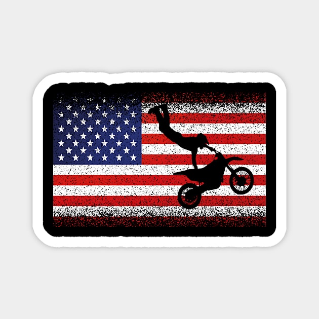 American Flag Motocross Dirtbike Motorcycle Fans Magnet by funkyteesfunny