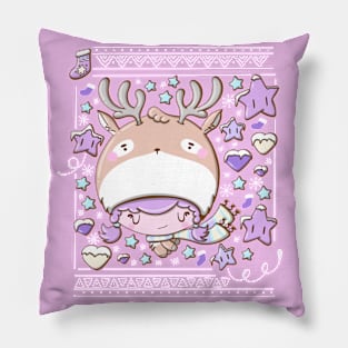 Cute festive deer bubble head cutie Pillow