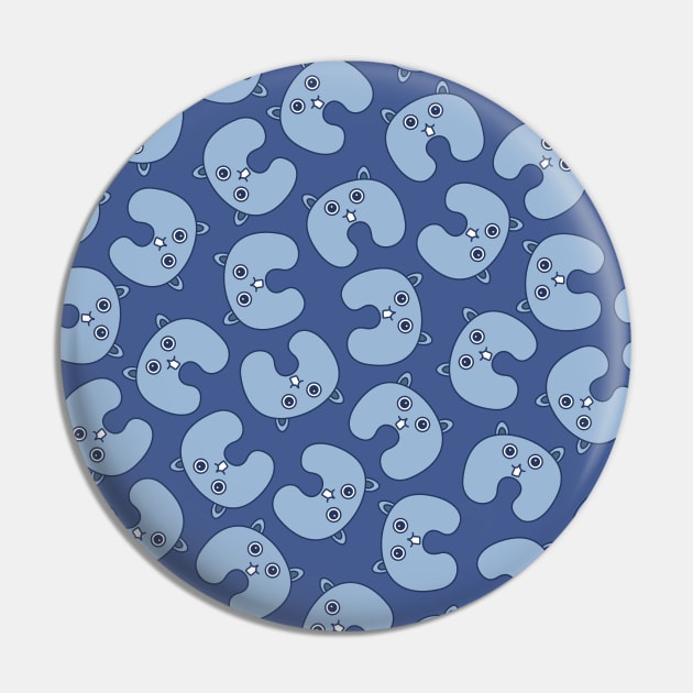 Cute Blue Fluffy Bunny Pattern Pin by XOOXOO