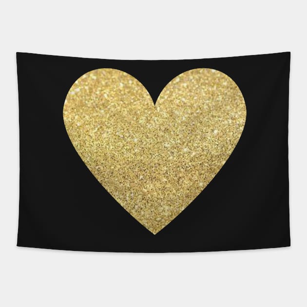 Gold Faux Glitter Heart Tapestry by Felicity-K