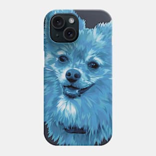 Cute Blue Pomeranian Dog Digital Art Phone Case