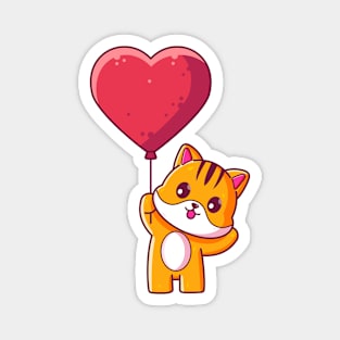 Cute cat holding love balloon Magnet