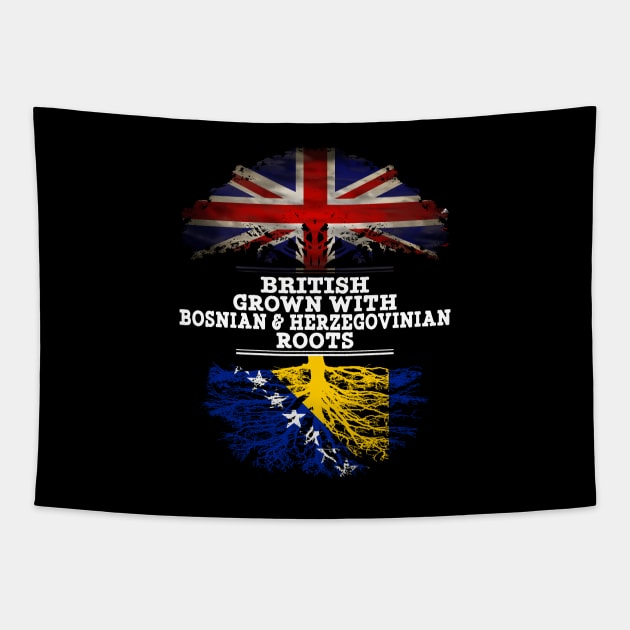 British Grown With Bosnian Herzegovinian Roots - Gift for Bosnian Herzegovinian With Roots From Bosnia  Herzegovina Tapestry by Country Flags