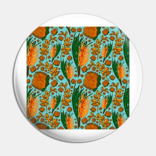 Blue and Orange Native Australian Floral Pattern - CreateArtHistory Pin