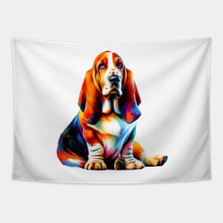 Colorful Splash Basset Hound in Artistic Style Tapestry