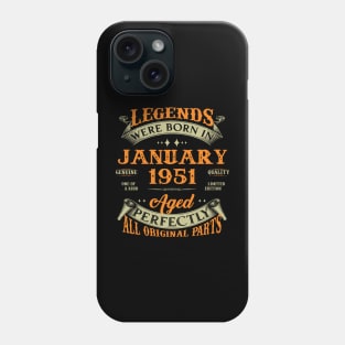 72nd Birthday Gift Legends Born In January 1951 72 Years Old Phone Case