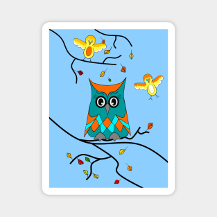 Owl And Birds Magnet