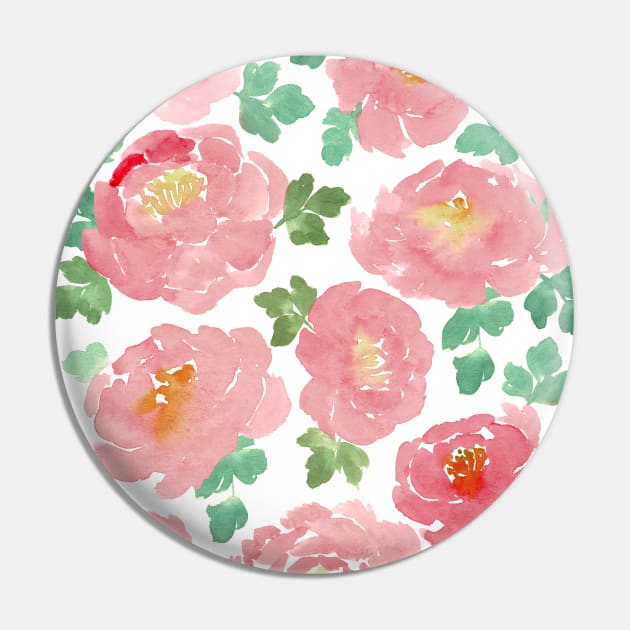 Loose Watercolor Peonies Pin by Danica Templeton Art