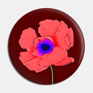 Digital Colored Poppy Flower Sketch (MD23Mrl003) Pin