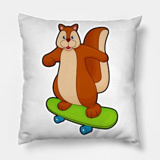 Squirrel as Skater with Skateboard Pillow