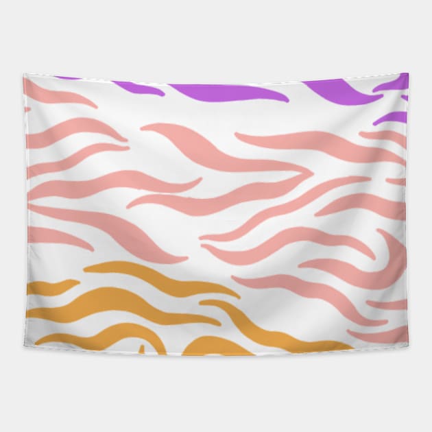 Violet Pink Gold Wavy pattern in Whte Tapestry by Shineyarts