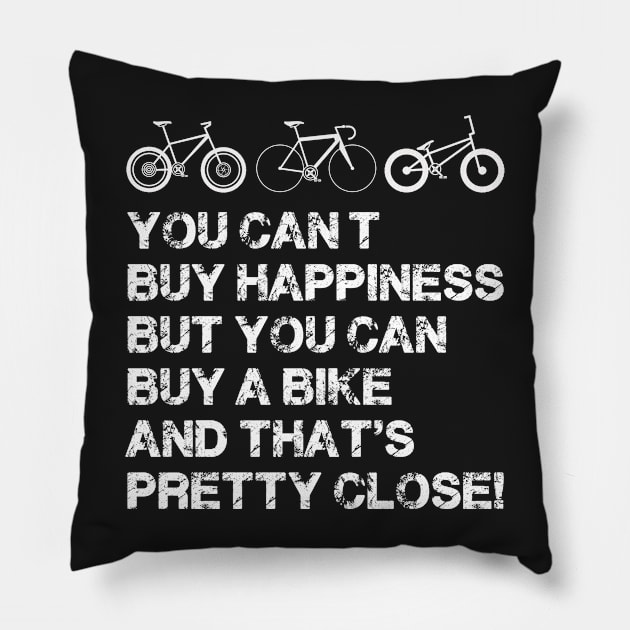 Happiness is a bike Pillow by bullshirter