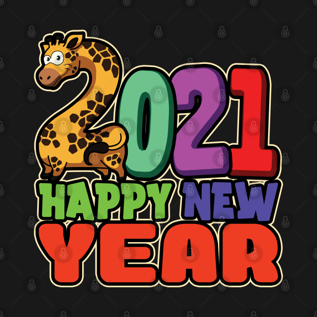 2021 Happy New Year Funny & Cute Giraffe, New Year Gift