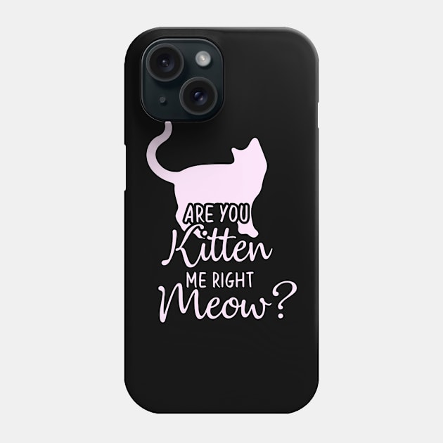 Funny Cat Phrase, Are You Kitten Me Meow Phone Case by Monday Cattitude