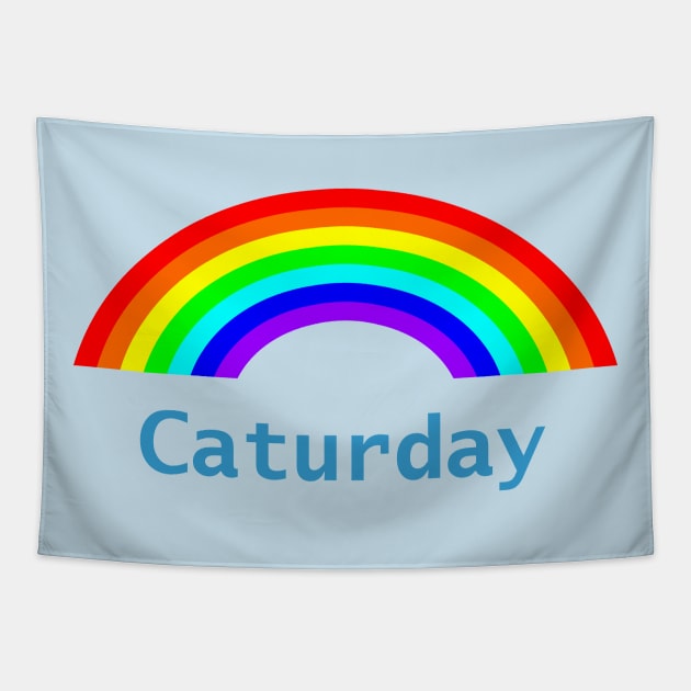 Blue Caturday Rainbow for your Cat Tapestry by ellenhenryart