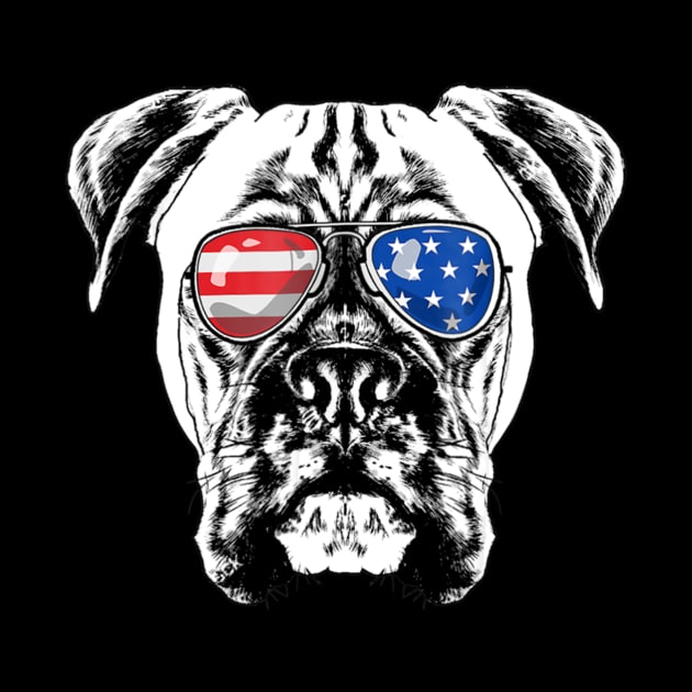 Boxer Dog American Flag Vintage Retro by Xamgi