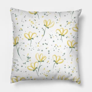 Watercolor Yellow Floral Pattern Pillow