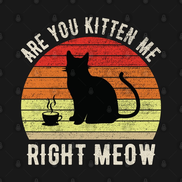 Are You Kitten Me Right Meow Vintage Coffee Sunset Retro by RajaGraphica