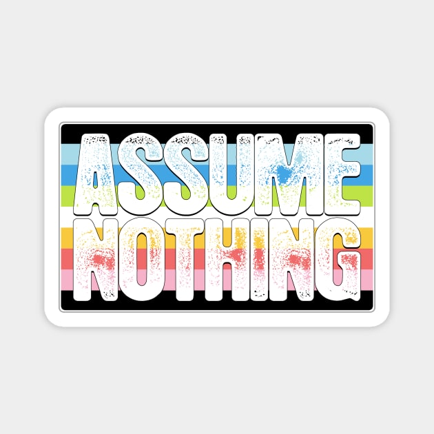 Assume Nothing Queer Pride Flag Magnet by wheedesign