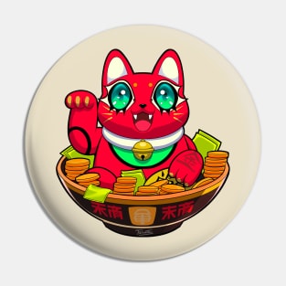 Cute Maneki Neko Ramen T-Shirt 2 Pin