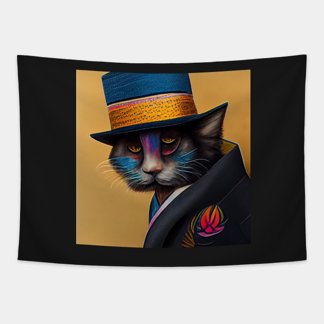 dapper cat Tapestry by heartyARTworks