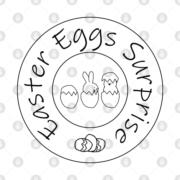 Small Funny Easter Eggs Surprise Bunny and Chicken by ellenhenryart