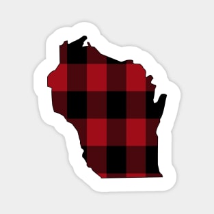 Wisconsin in Red Plaid Magnet