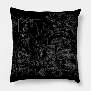 Guernica Line Art (white) Pillow