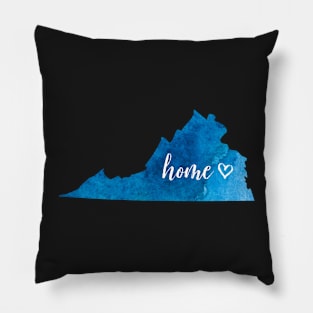 Virginia State "Home" Watercolor Blue Pillow