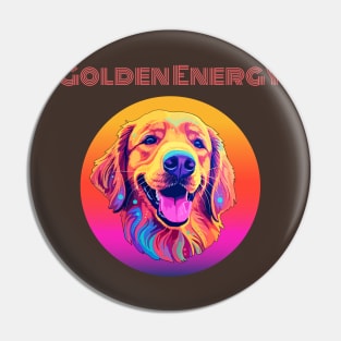 Retro Golden Energy-Golden Retriever Pin