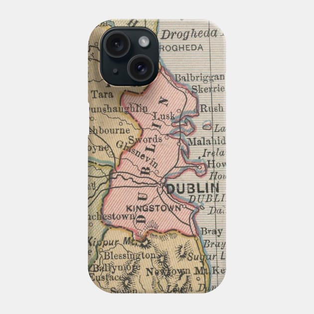 Vintage Map of Dublin Ireland (1883) Phone Case by Bravuramedia