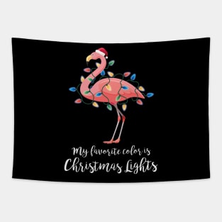 My Favorite Color Is Christmas Lights Flamingo Tapestry