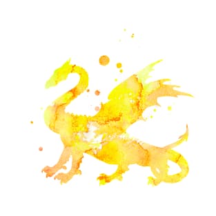 Yellow Dragon Watercolor Painting T-Shirt