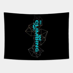 geometric rock climbing teal Tapestry