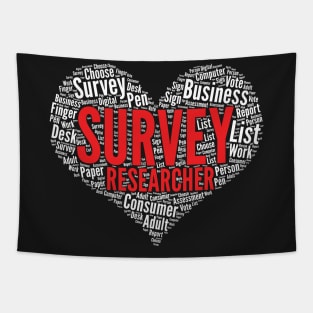 Survey researcher Heart Shape Word Cloud Design design Tapestry