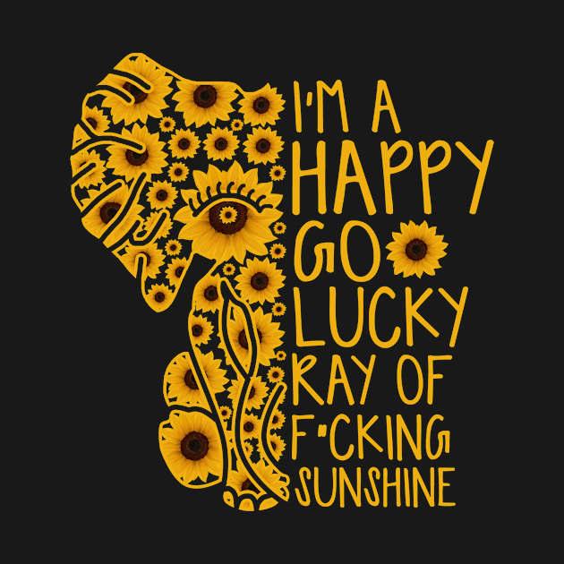 Sunshine Sunflower Positive Quote Elephant by Xonmau