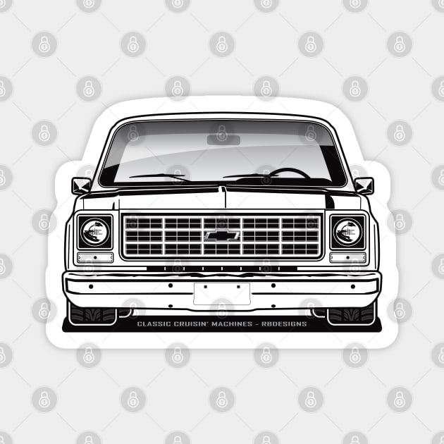 1979 Squarebody Chevrolet C10 Blazer Suburban T-Shirt BW Magnet by RBDesigns