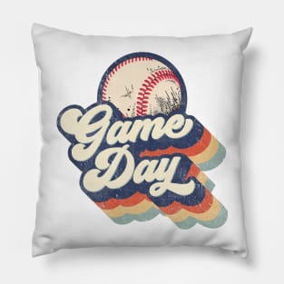 Retro Baseball Game Day Mother's Day Pillow