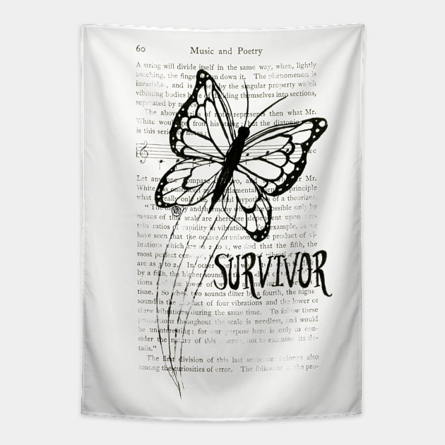 Survivor- black design Tapestry by Polkadotdreamer