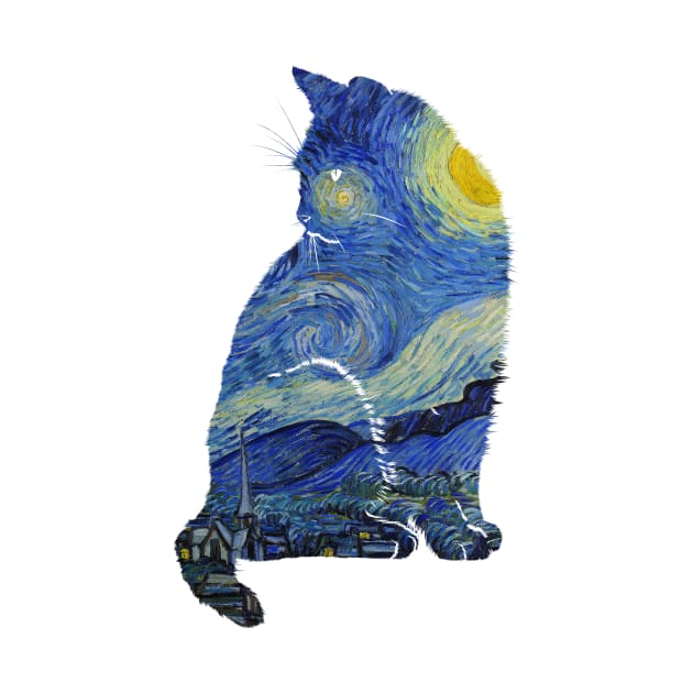 Vincent's Starry Night Museum Cat by LittleBunnySunshine