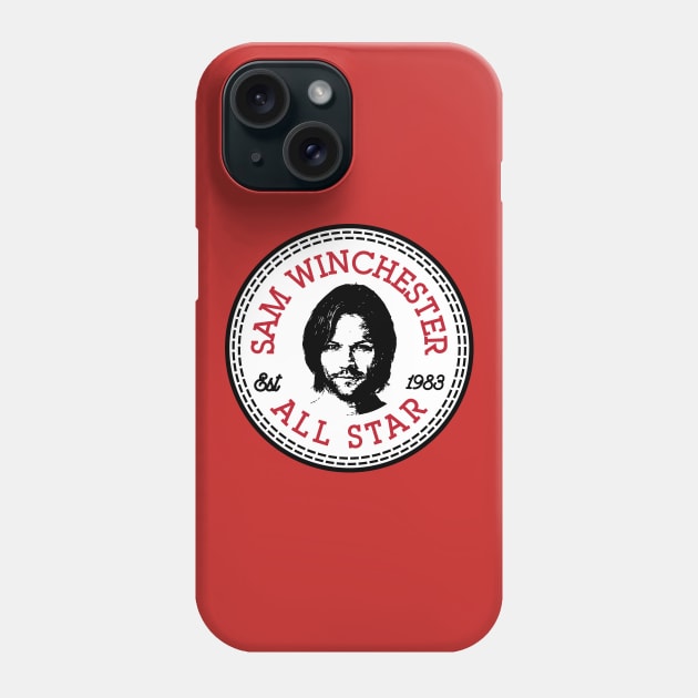 Sam Winchester Supernatural All Star Converse Logo Phone Case by Rebus28